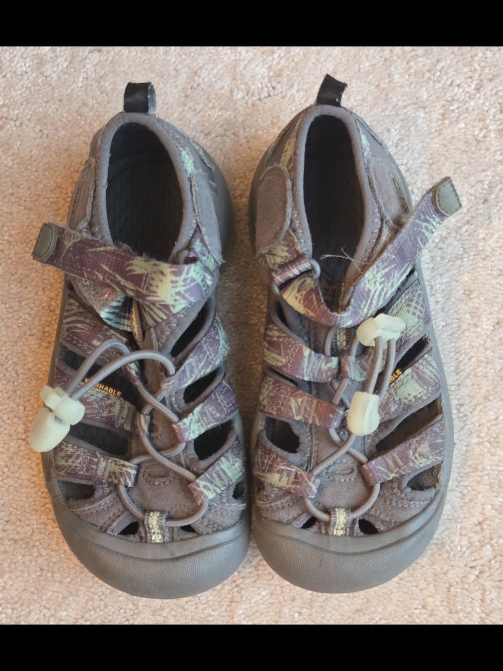 Keen Kids GREY Multi-Color Water Shoes Glow In The Dark Sole Washable